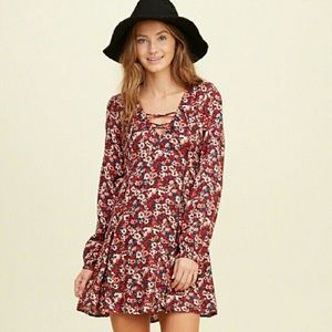 Hollister Floral Print Lace-Up Dress - Small